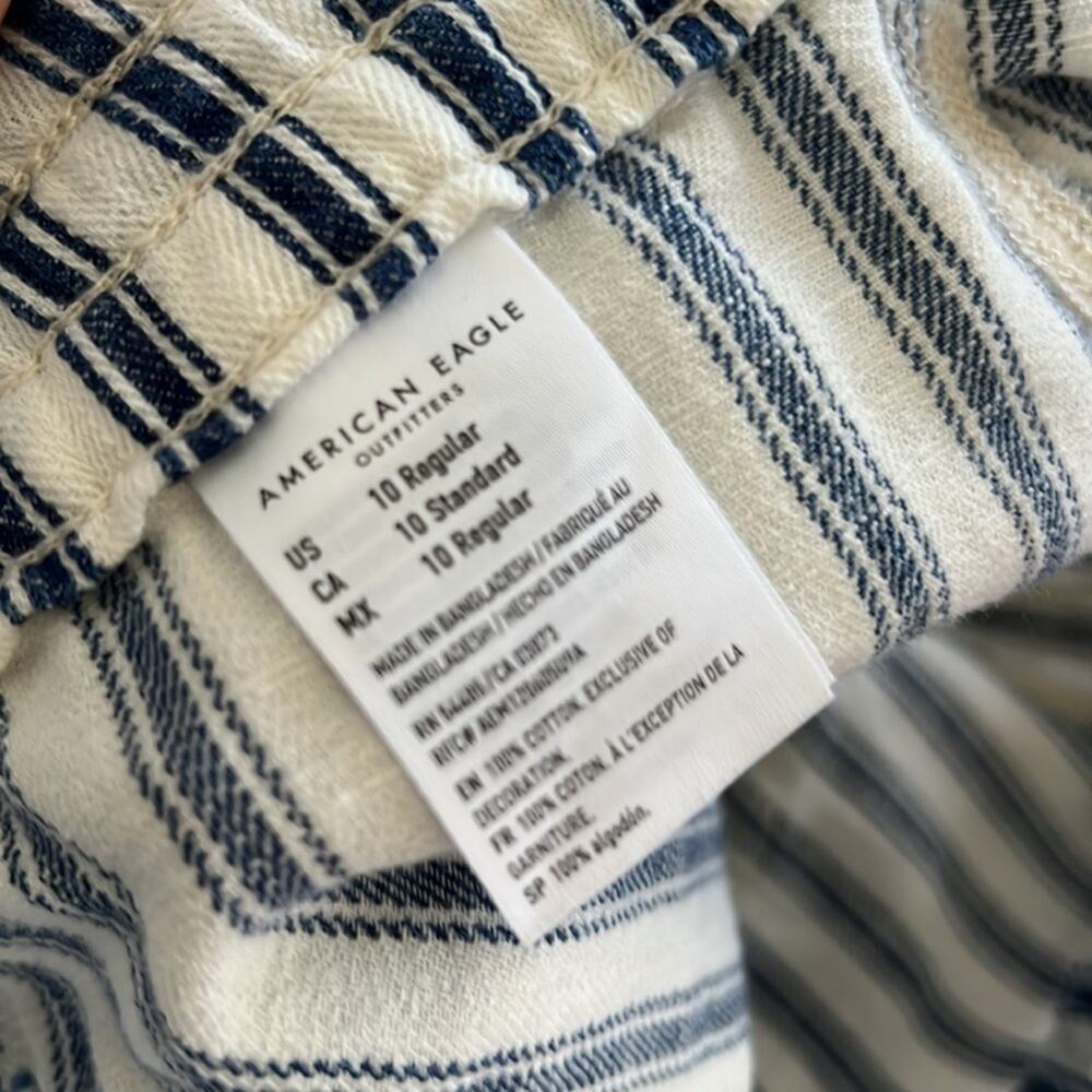 American Eagle Blue White Stripe Drawstring Waist Casual Pants Mid-Weight 10 - Picture 8 of 8